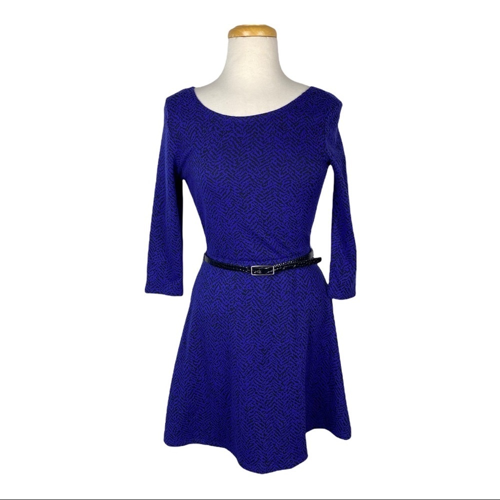 Lily Rose Blue and Black Dress with Belt